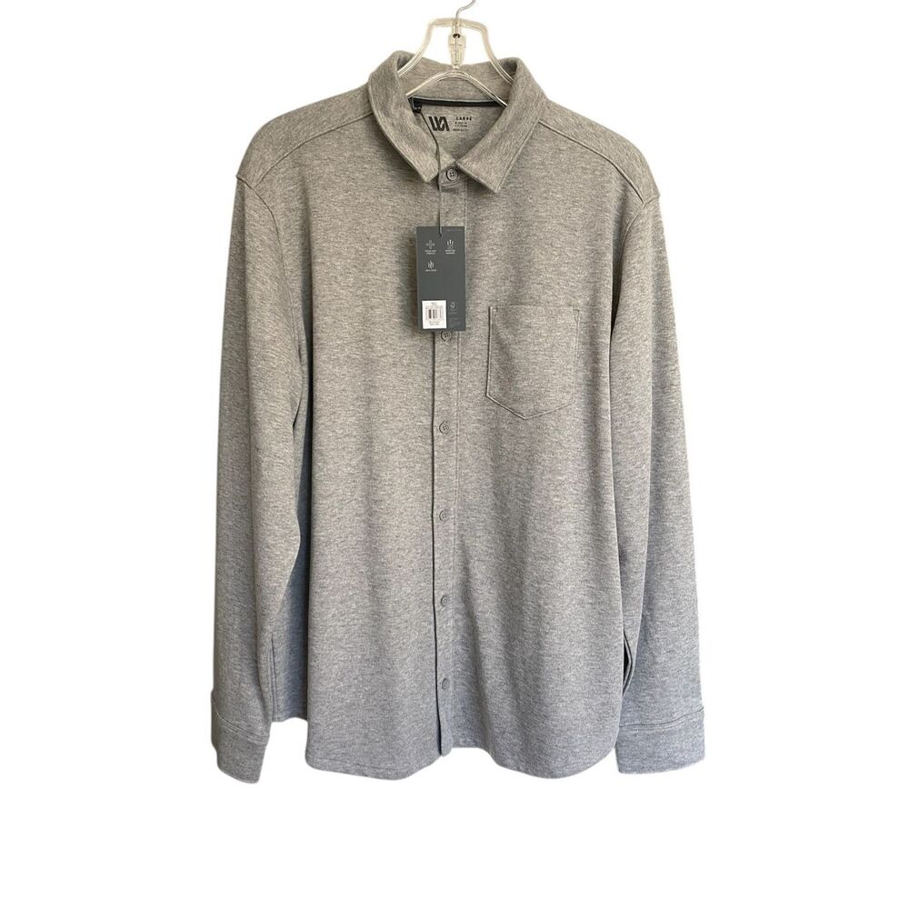 VRST Men’s Gray Heater Textured Knit Button Down Shirt Sz L